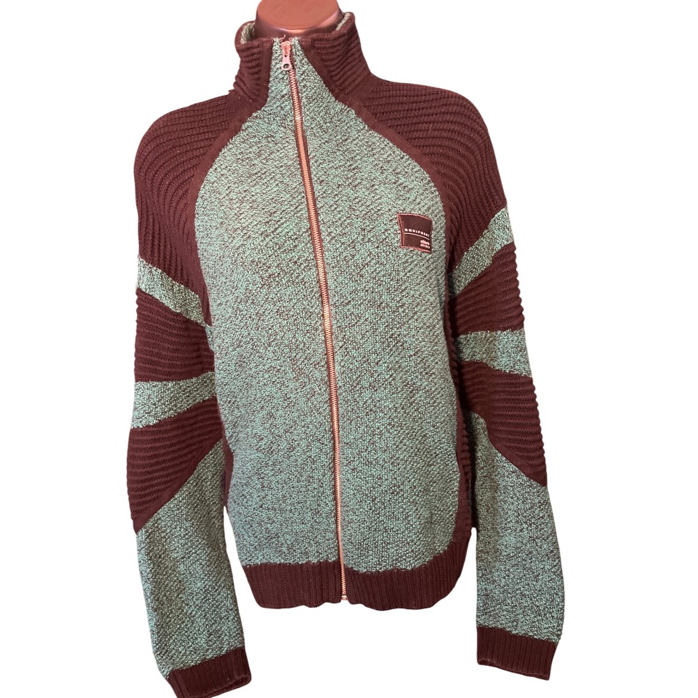 VTG Adidas Equipment ADV Full Zip Knit Sweater Jacket Blk Teal Mens med women XL
